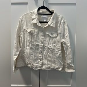 Basic Button Down Denim Jean Jacket, White Jacket
